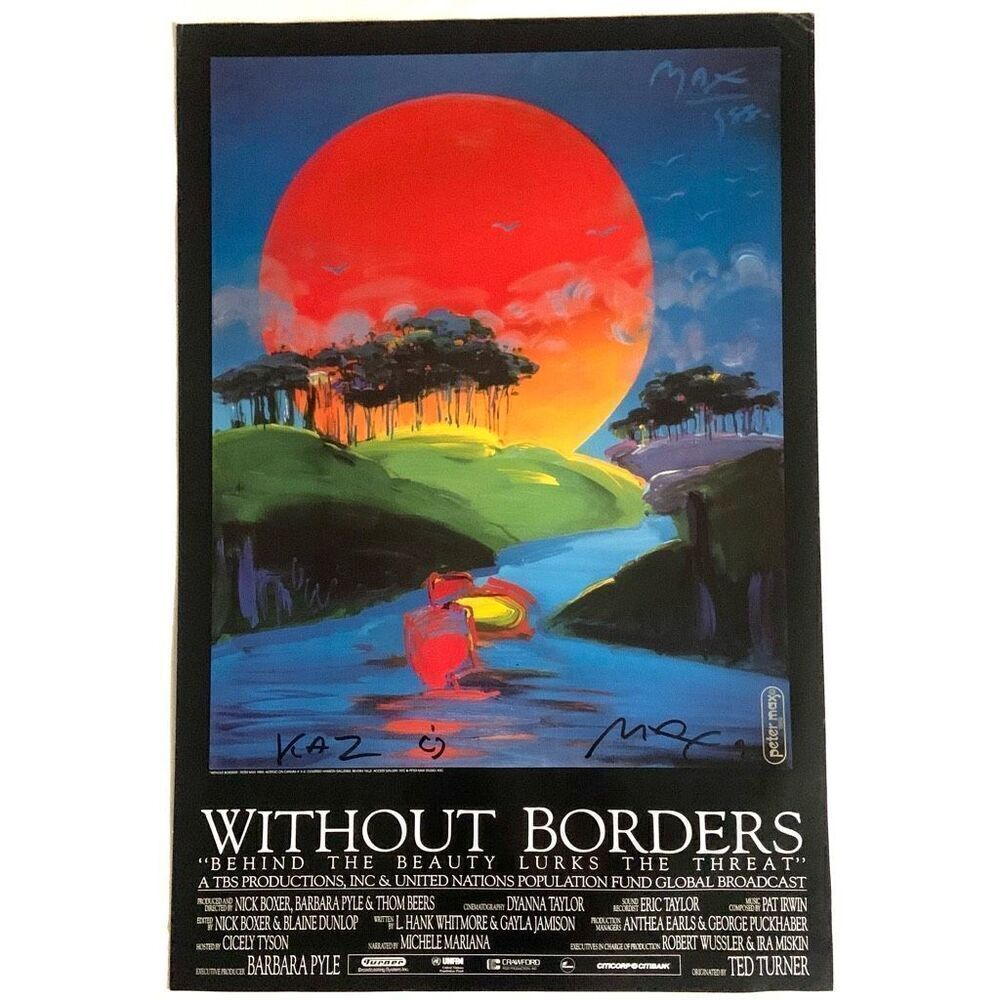 PETER MAX Signed “Without Borders” Poster (36” x 24”)